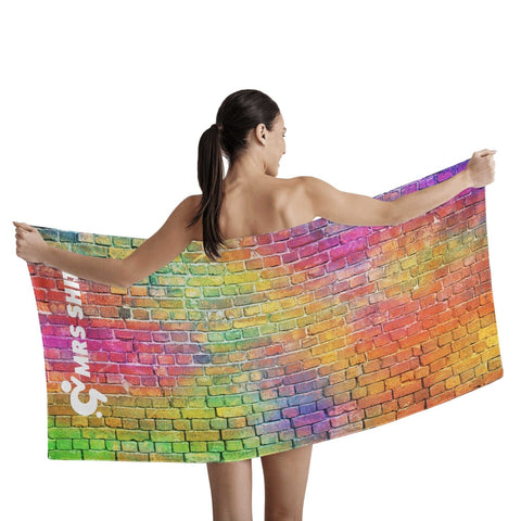 Mr.Shit Mrs Shit - Bath / Beach Towel - Rainbow Bricks All Towels 38 $