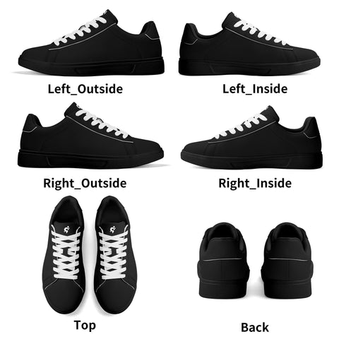 Leather Skateboard Shoes - Black w/ White Laces - Mr.Shit