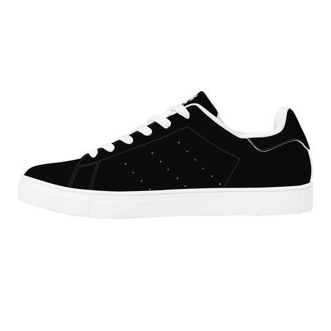 Leather Skateboard Shoes - Black w/ White Laces - Mr.Shit