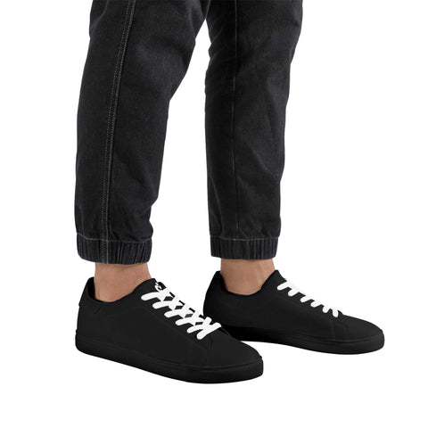 Leather Skateboard Shoes - Black w/ White Laces - Mr.Shit