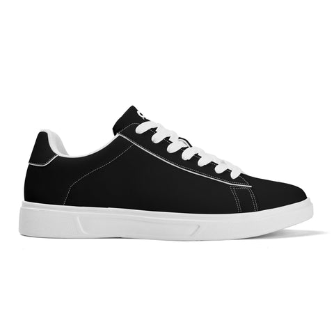 Leather Skateboard Shoes - Black w/ White Laces - Mr.Shit