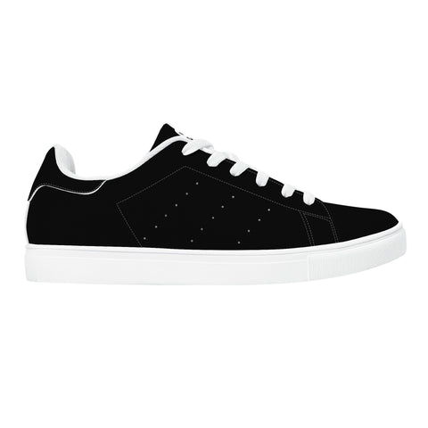 Leather Skateboard Shoes - Black w/ White Laces - Mr.Shit