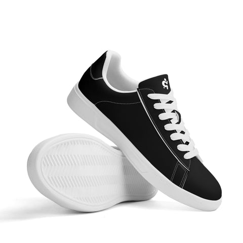 Leather Skateboard Shoes - Black w/ White Laces - Mr.Shit