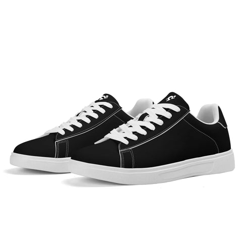 Leather Skateboard Shoes - Black w/ White Laces - Mr.Shit