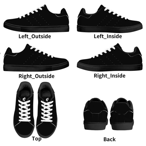 Leather Skateboard Shoes - Black w/ White Laces - Mr.Shit
