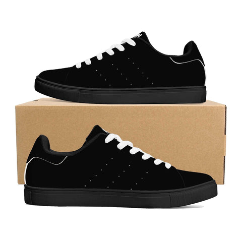 Leather Skateboard Shoes - Black w/ White Laces - Mr.Shit