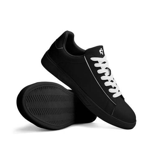 Leather Skateboard Shoes - Black w/ White Laces - Mr.Shit