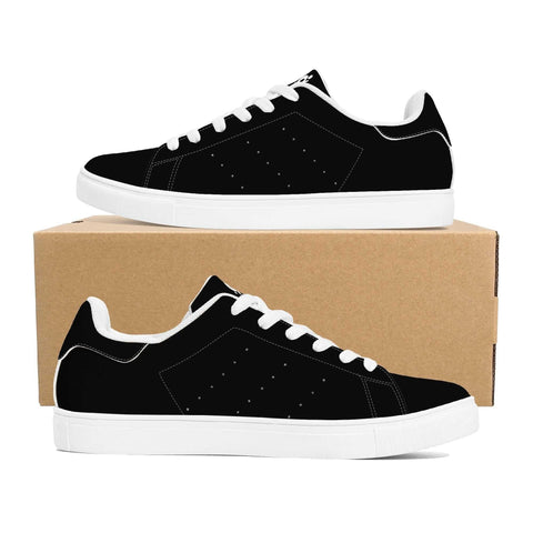 Leather Skateboard Shoes - Black w/ White Laces - Mr.Shit