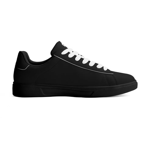 Leather Skateboard Shoes - Black w/ White Laces - Mr.Shit