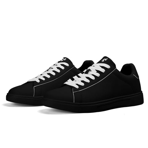 Leather Skateboard Shoes - Black w/ White Laces - Mr.Shit