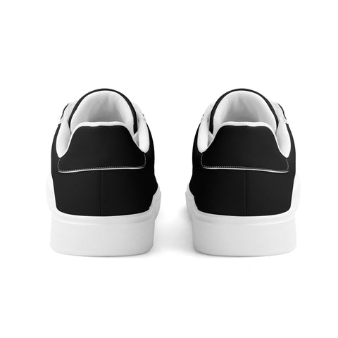 Leather Skateboard Shoes - Black w/ White Laces - Mr.Shit