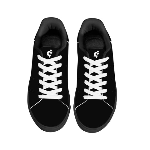 Leather Skateboard Shoes - Black w/ White Laces - Mr.Shit