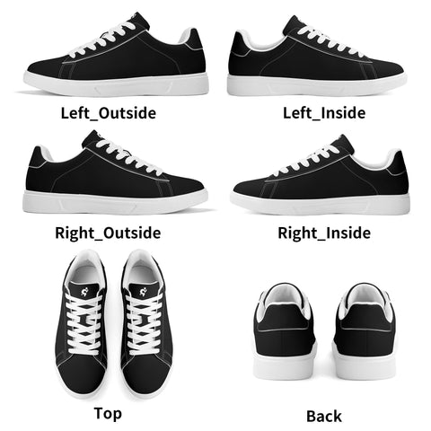 Leather Skateboard Shoes - Black w/ White Laces - Mr.Shit