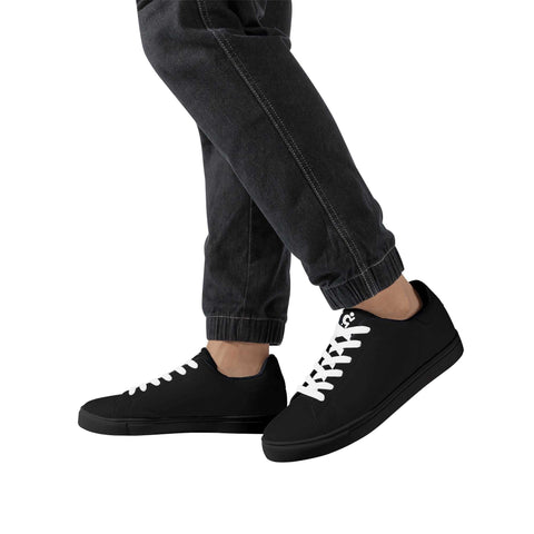Leather Skateboard Shoes - Black w/ White Laces - Mr.Shit