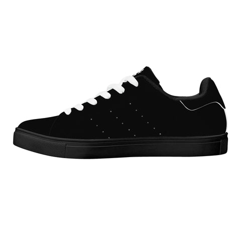 Leather Skateboard Shoes - Black w/ White Laces - Mr.Shit