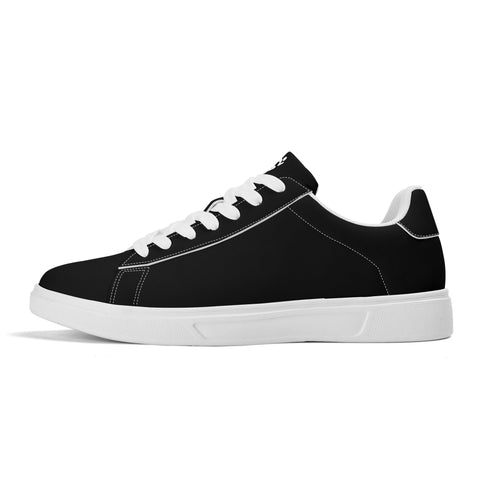 Leather Skateboard Shoes - Black w/ White Laces - Mr.Shit