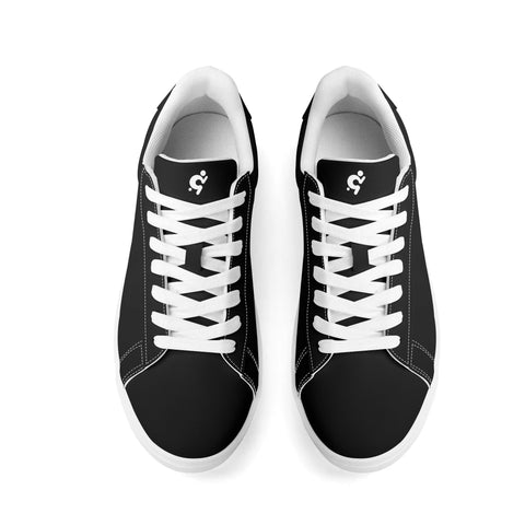 Leather Skateboard Shoes - Black w/ White Laces - Mr.Shit