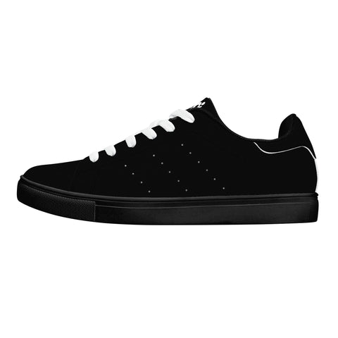 Leather Skateboard Shoes - Black w/ White Laces - Mr.Shit
