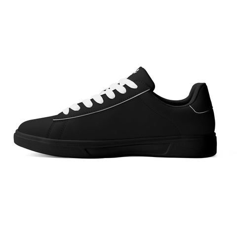 Leather Skateboard Shoes - Black w/ White Laces - Mr.Shit