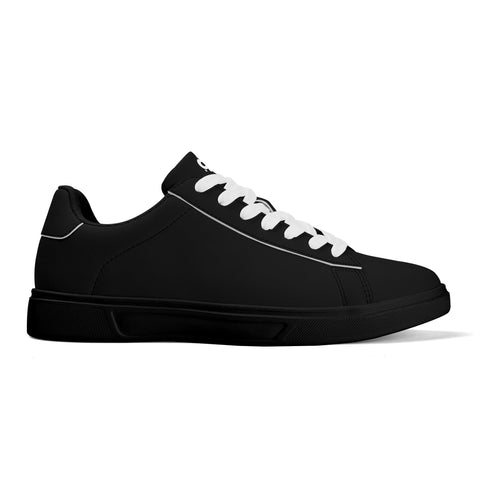 Leather Skateboard Shoes - Black w/ White Laces - Mr.Shit