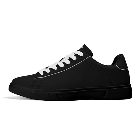 Leather Skateboard Shoes - Black w/ White Laces - Mr.Shit