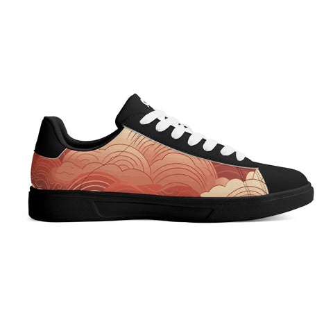 Leather Skateboard Shoes - Red Clouds - Mr.Shit