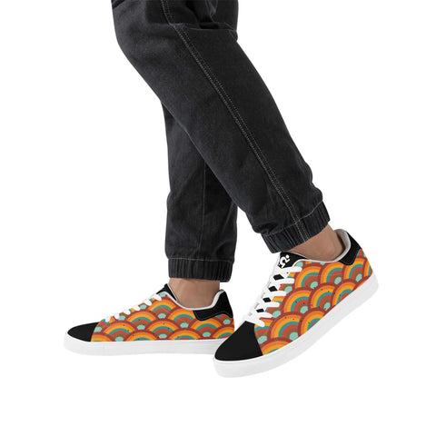 Leather Skateboard Shoes - Retro Rainbow - Mr.Shit
