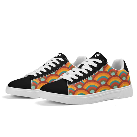 Leather Skateboard Shoes - Retro Rainbow - Mr.Shit