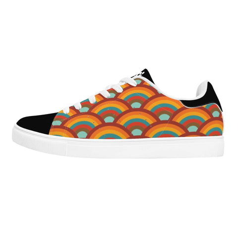 Leather Skateboard Shoes - Retro Rainbow - Mr.Shit