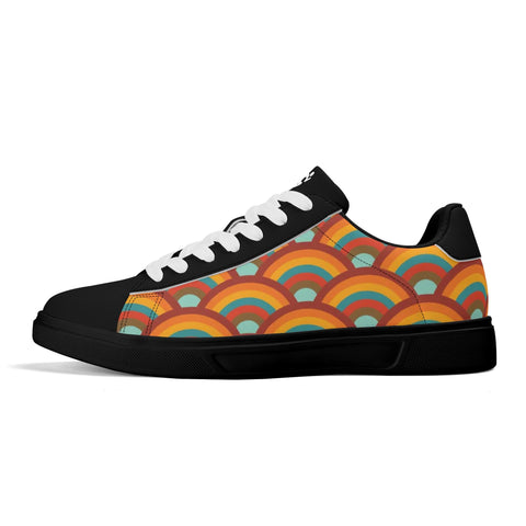 Leather Skateboard Shoes - Retro Rainbow - Mr.Shit