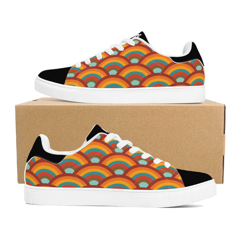 Leather Skateboard Shoes - Retro Rainbow - Mr.Shit