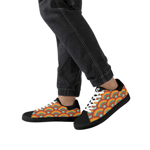 Leather Skateboard Shoes - Retro Rainbow - Mr.Shit