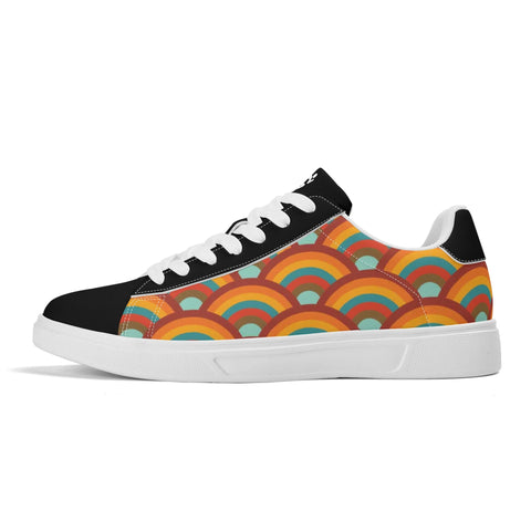 Leather Skateboard Shoes - Retro Rainbow - Mr.Shit