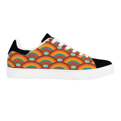 Leather Skateboard Shoes - Retro Rainbow - Mr.Shit