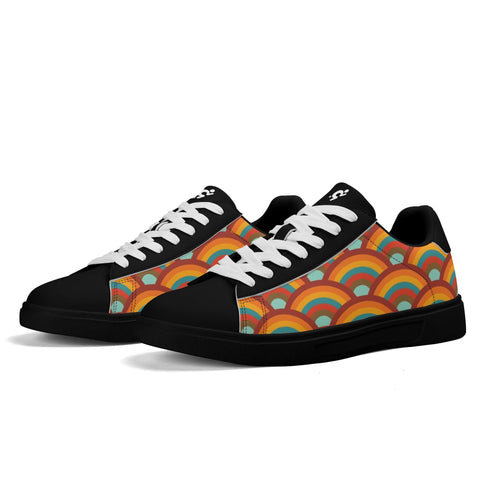 Leather Skateboard Shoes - Retro Rainbow - Mr.Shit