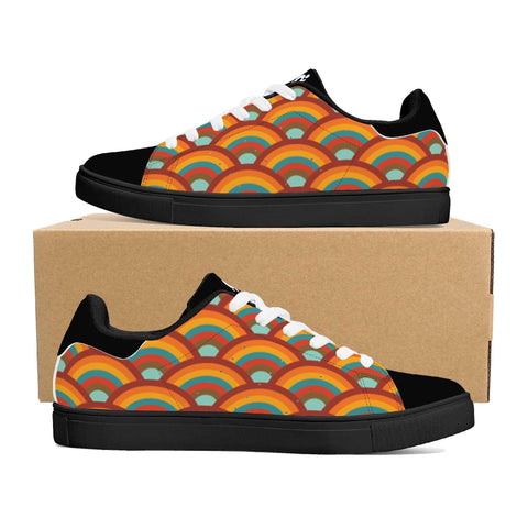 Leather Skateboard Shoes - Retro Rainbow - Mr.Shit