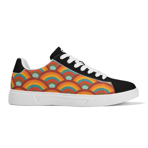 Leather Skateboard Shoes - Retro Rainbow - Mr.Shit