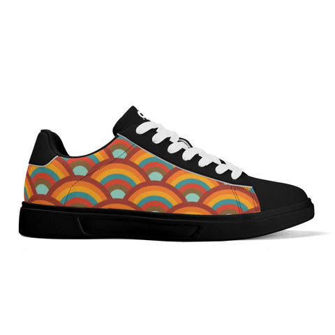 Leather Skateboard Shoes - Retro Rainbow - Mr.Shit