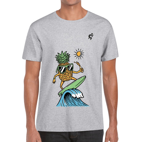 Mens 100% Cotton T-Shirt - Surfing Pineapple - Mr.Shit