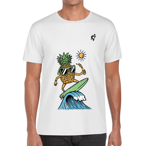 Mens 100% Cotton T-Shirt - Surfing Pineapple - Mr.Shit