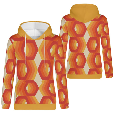 Womens Hoodie - Orange Retro 12 - Mr.Shit