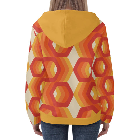 Womens Hoodie - Orange Retro 12 - Mr.Shit