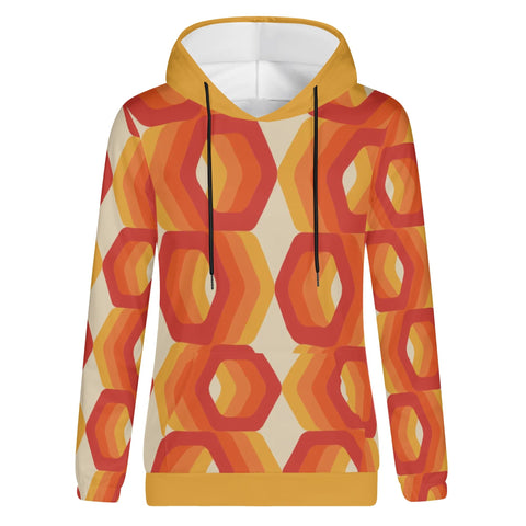 Womens Hoodie - Orange Retro 12 - Mr.Shit