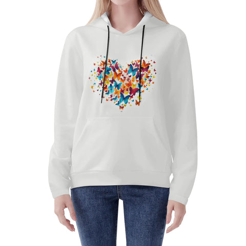 Womens Hoodie - Rainbow Butterfly Heart - Mr.Shit