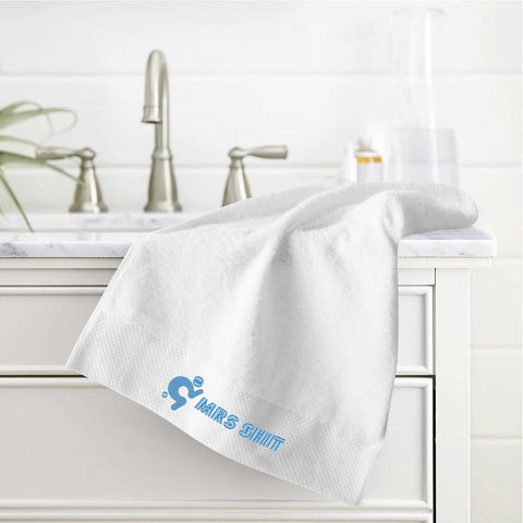 Gym Towel - Embroidered - Mrs Shit - Light Blue Logo - Mr.Shit