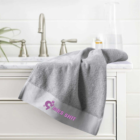 Gym Towel - Embroidered - Mrs Shit - Purple Logo - Mr.Shit