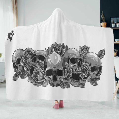 Hooded Blanket - Skulls and Roses - Mr.Shit