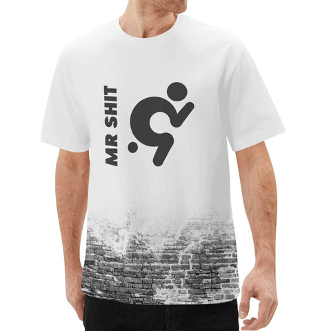 Mr.Shit Mens T-Shirt - Brick Wall - Big Logo Men's T-Shirts $ 25.84