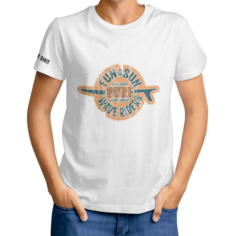 Mr.Shit Mens T-shirt - Retro Surf - Logo on Sleeve Men's T-Shirts $ 25.84