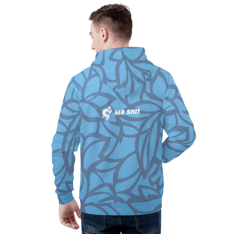 Mens Hoodie - Blue Pattern - Mr.Shit